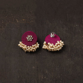 Pink - sanaya fabart earrings with kundan & beads