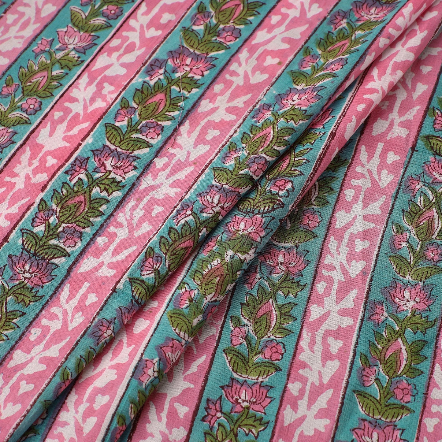 Pink Sanganeri Block Print Cotton Fabric