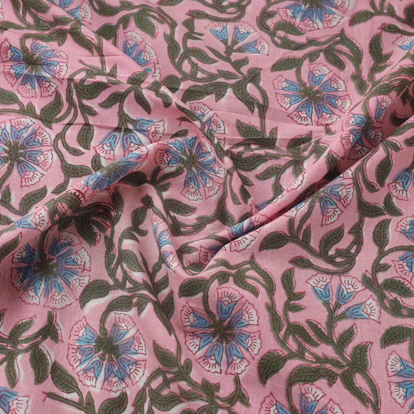  Pink Sanganeri Block Print Cotton Fabric