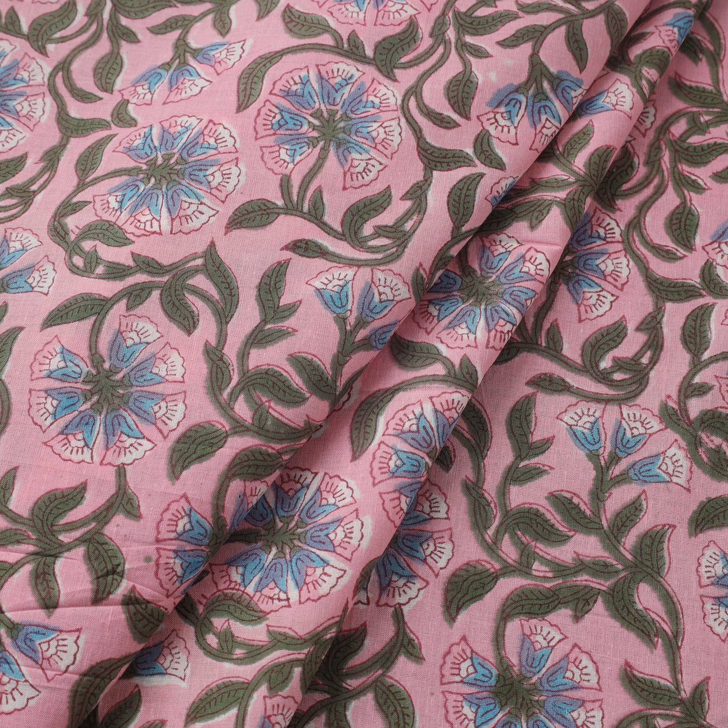  Pink Sanganeri Block Print Cotton Fabric
