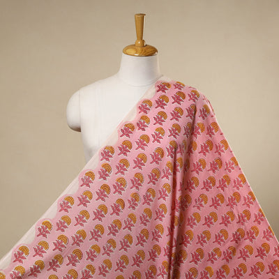 Pink Sanganeri Block Print Cotton Fabric