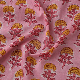 Pink Sanganeri Block Print Cotton Fabric