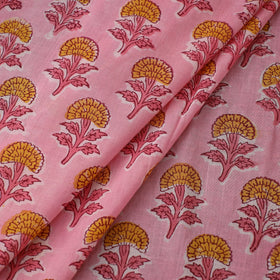 Pink Sanganeri Block Print Cotton Fabric