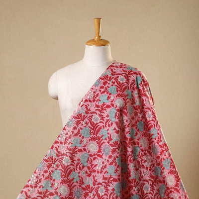 Pink - sanganeri cotton fabric 29 - handcrafted