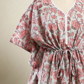 Buy Pink Sanganeri Block Print Cotton Kaftan
