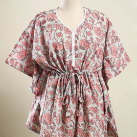 Buy Pink Sanganeri Block Print Cotton Kaftan