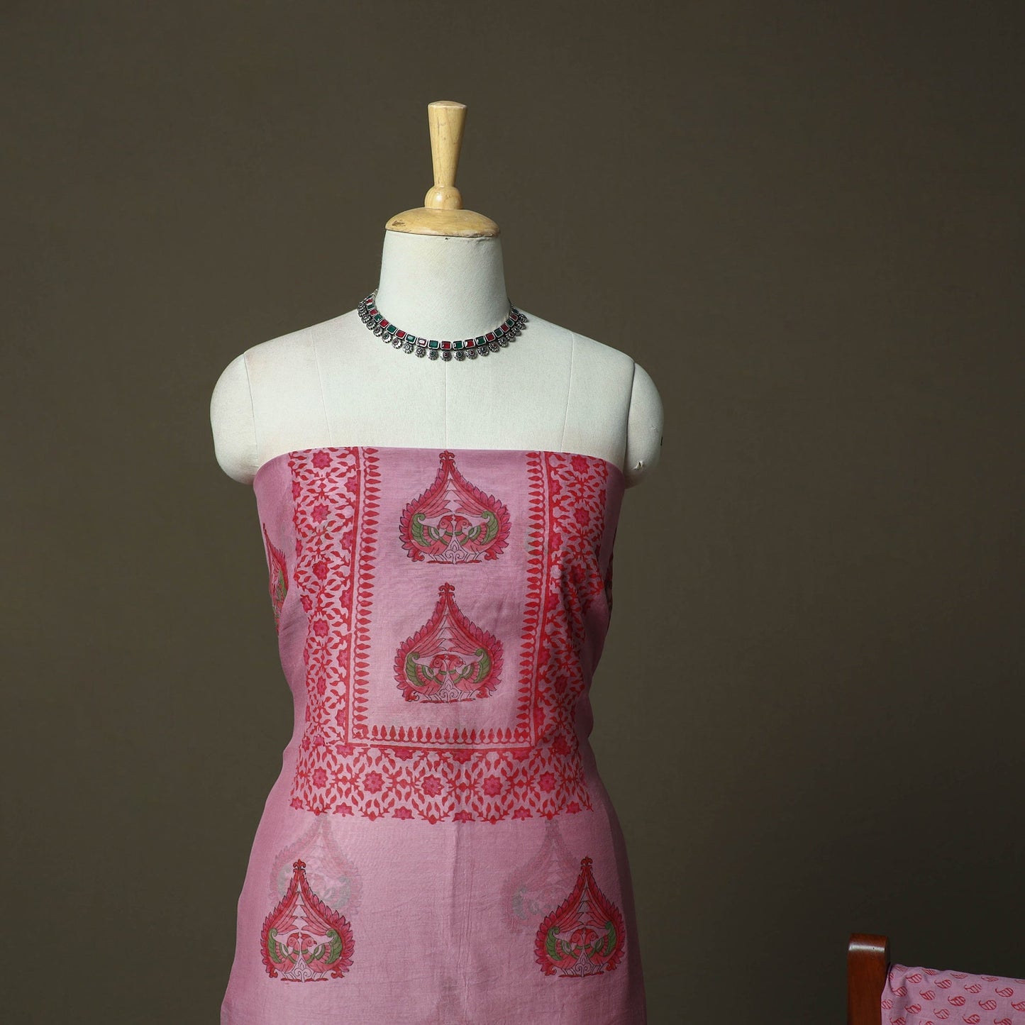 Sanganeri block print mul chanderi handloom 3pc unstitched