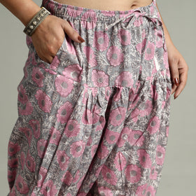Pink - Sanganeri Block Printed Cotton Elasticated Salwar 12
