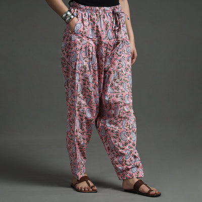 Buy Sanganeri Block Printed Cotton Elasticated Salwar Online at iTokri.com