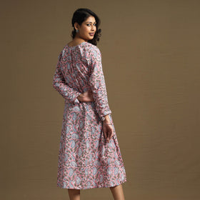 Buy Sanganeri Block Printed Cotton Flared Dress Online at iTokri.com