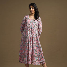 Buy Sanganeri Block Printed Cotton Flared Dress Online at iTokri.com