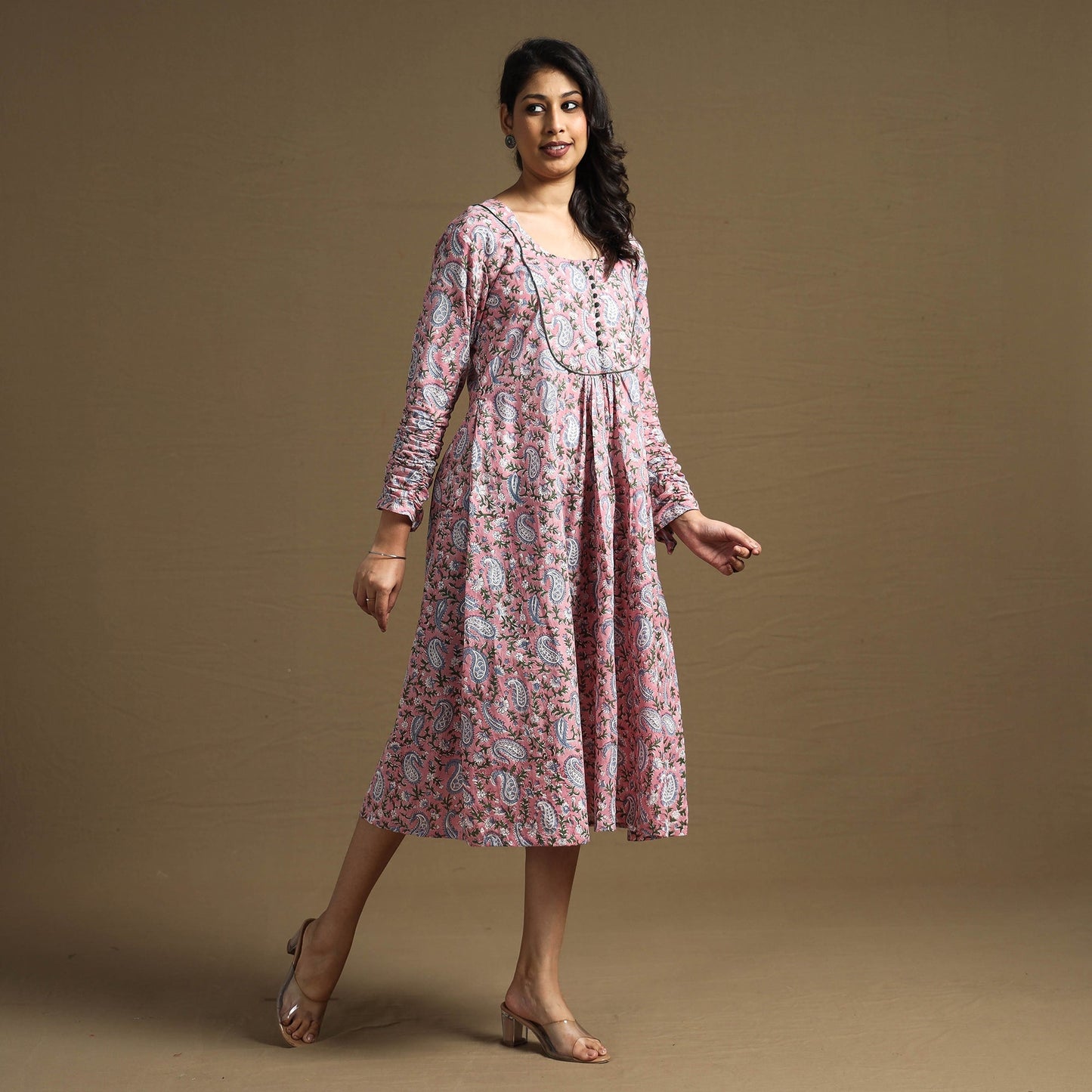 Buy Sanganeri Block Printed Cotton Flared Dress Online at iTokri.com