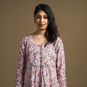 Buy Sanganeri Block Printed Cotton Flared Dress Online at iTokri.com