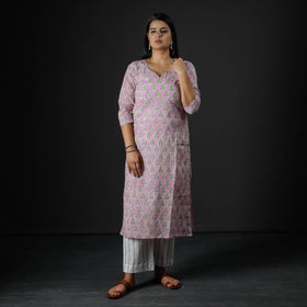  Sanganeri Block Printed Cotton Kurta with Palazzo & Dupatta Set 