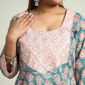 Sanganeri block printed cotton kurta with sharara set