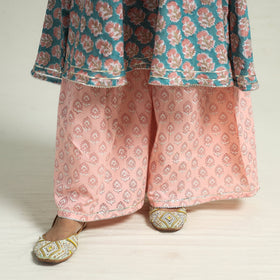 Sanganeri block printed cotton kurta with sharara set