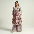 Sanganeri block printed cotton kurta with sharara set