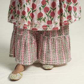 Sanganeri block printed cotton kurta with sharara set