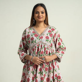 Sanganeri block printed cotton kurta with sharara set