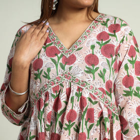 Sanganeri block printed cotton kurta with sharara set
