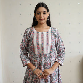 Buy Sanganeri Block Printed Cotton Long Kurta 05 Online at iTokri.com