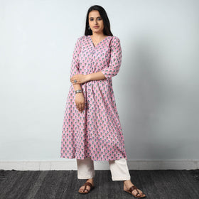  Sanganeri Block Printed Cotton Long Kurta Online 