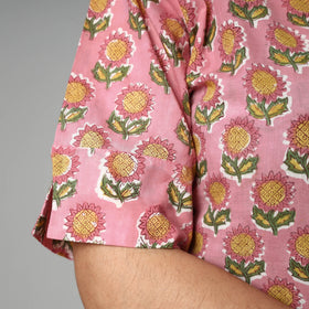 Pink - Sanganeri Block Printed Cotton Long Straight Kurta