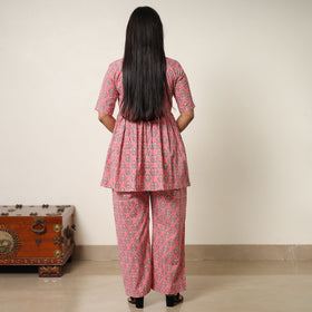 Pink - sanganeri block printed cotton co-ord set 09