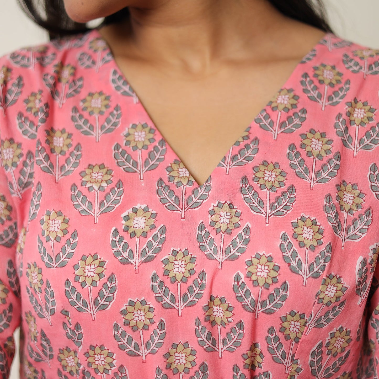Pink - sanganeri block printed cotton co-ord set 09