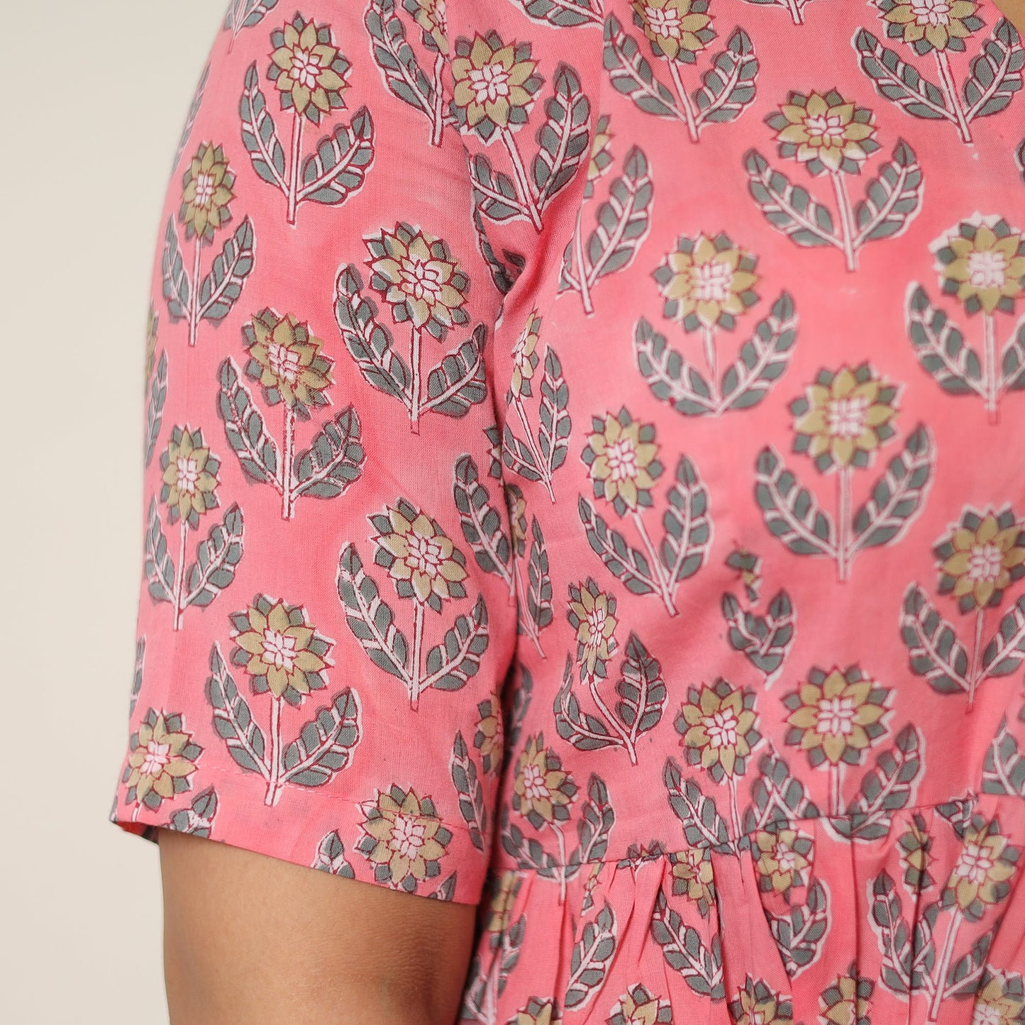 Pink - sanganeri block printed cotton co-ord set 09