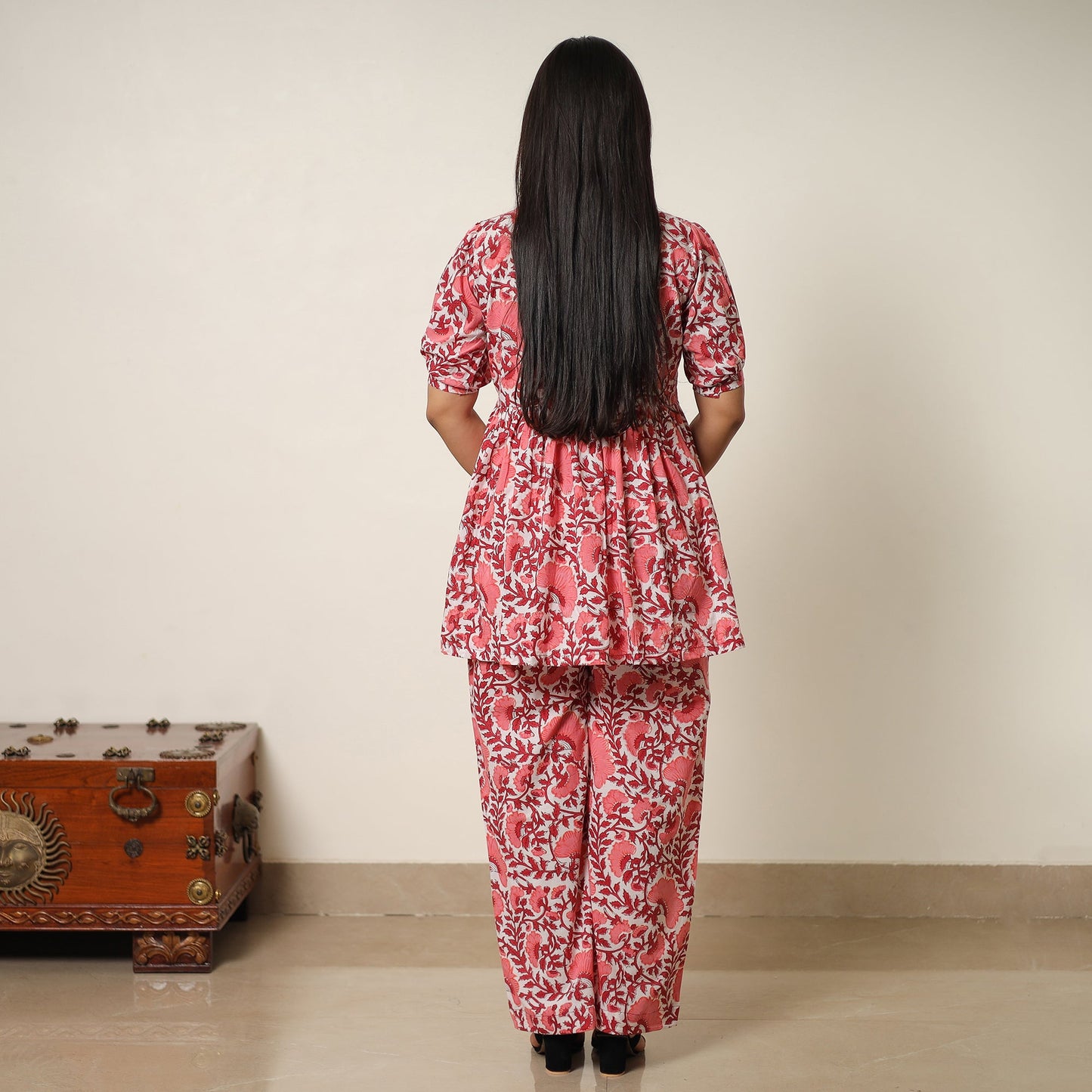 Pink - sanganeri block printed cotton co-ord set 18