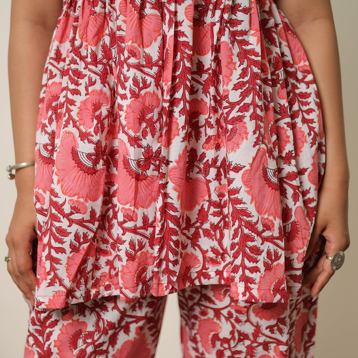 Pink - sanganeri block printed cotton co-ord set 18