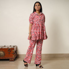 Pink - sanganeri block printed cotton co-ord set 18