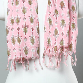  Sanganeri Block Printed Cotton Stole with Tassels 13 