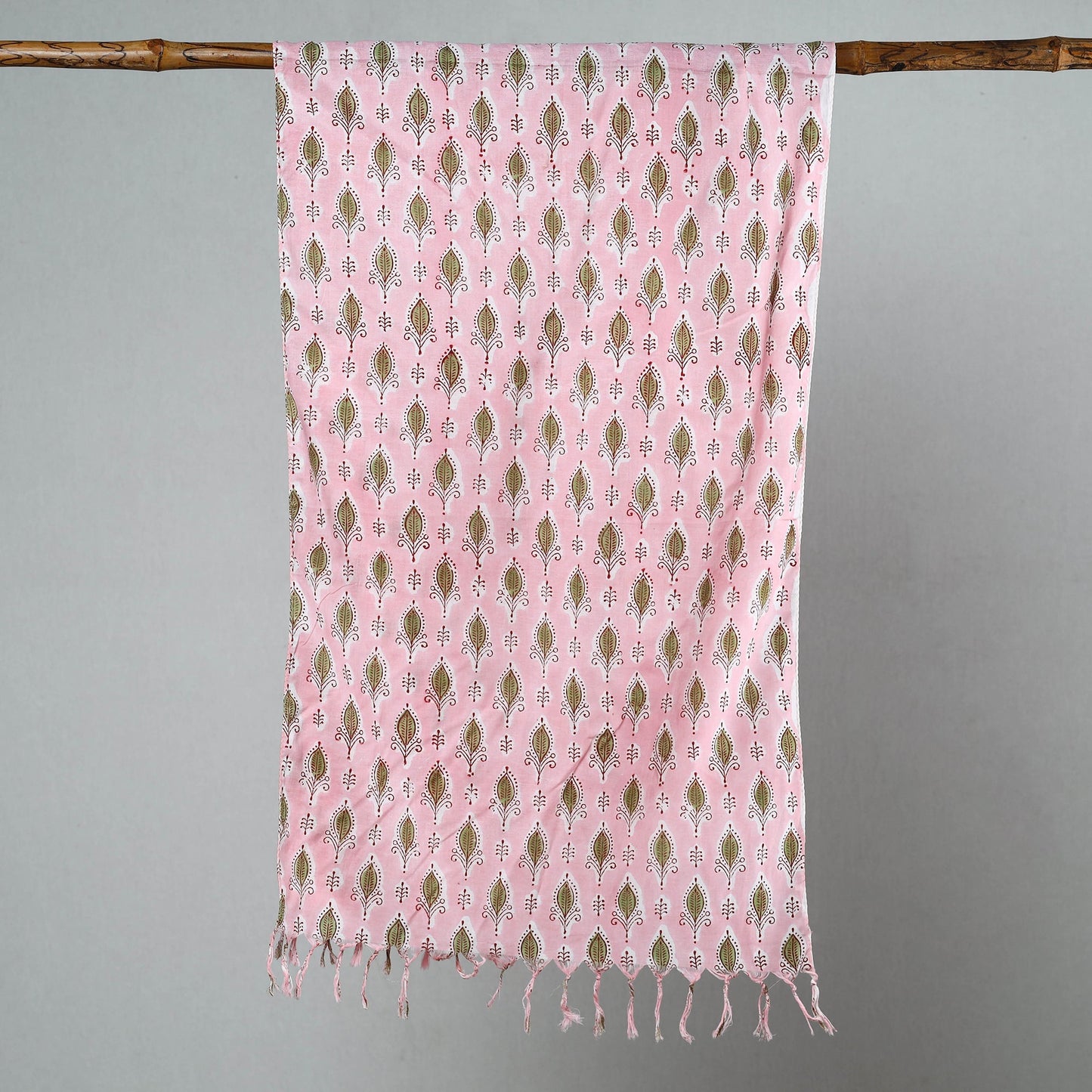  Sanganeri Block Printed Cotton Stole with Tassels 13 