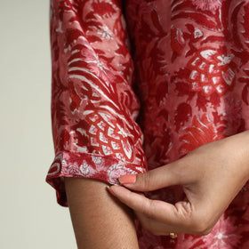 Pink - sanganeri printed maheshwari silk kurta with palazzo