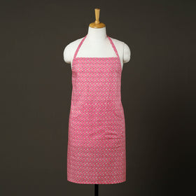 Pink - sanganeri cotton apron with pocket 04 - handcrafted