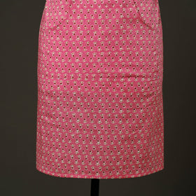 Pink - sanganeri cotton apron with pocket 04 - handcrafted