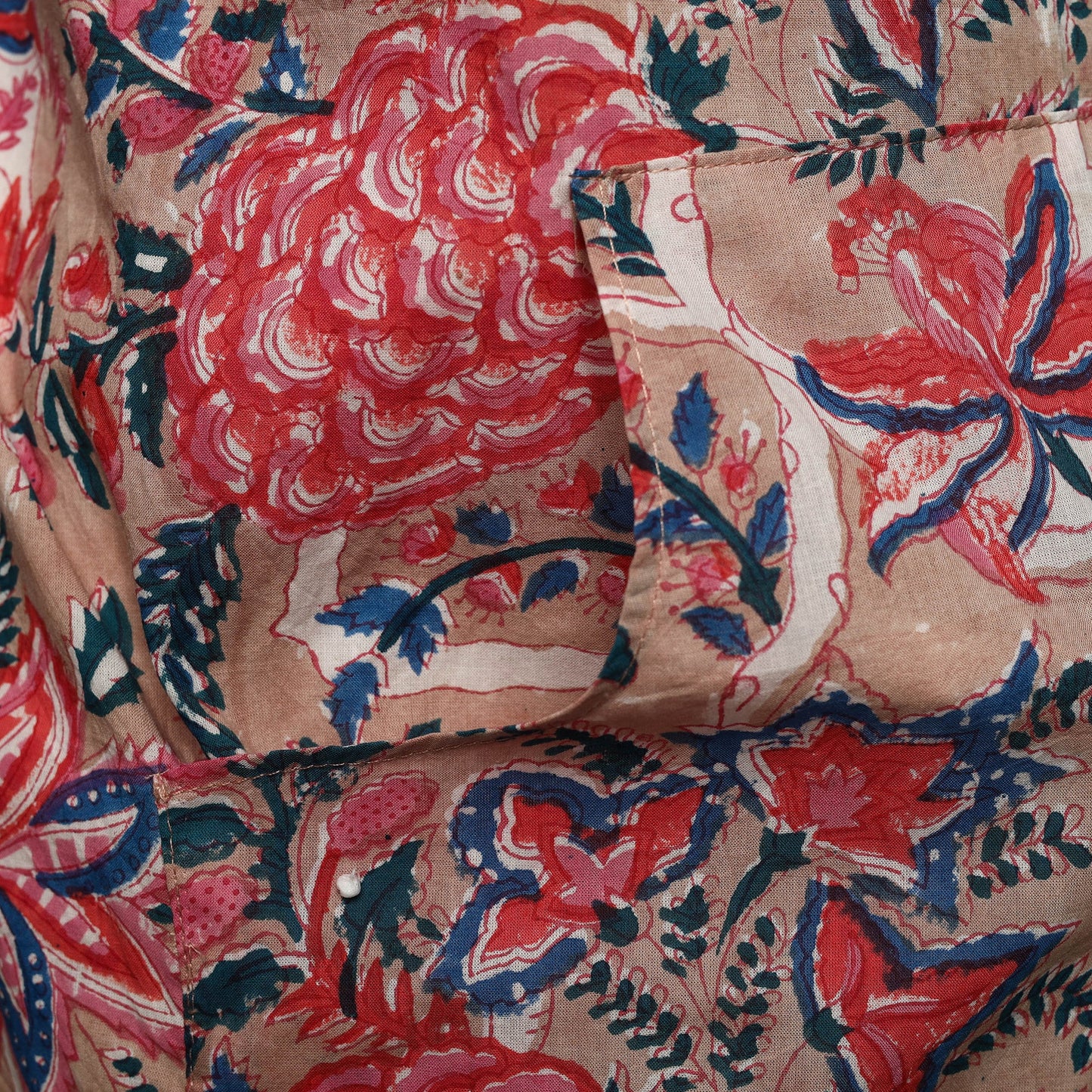 Pink Sanganeri Block Print Cotton Apron with Pocket