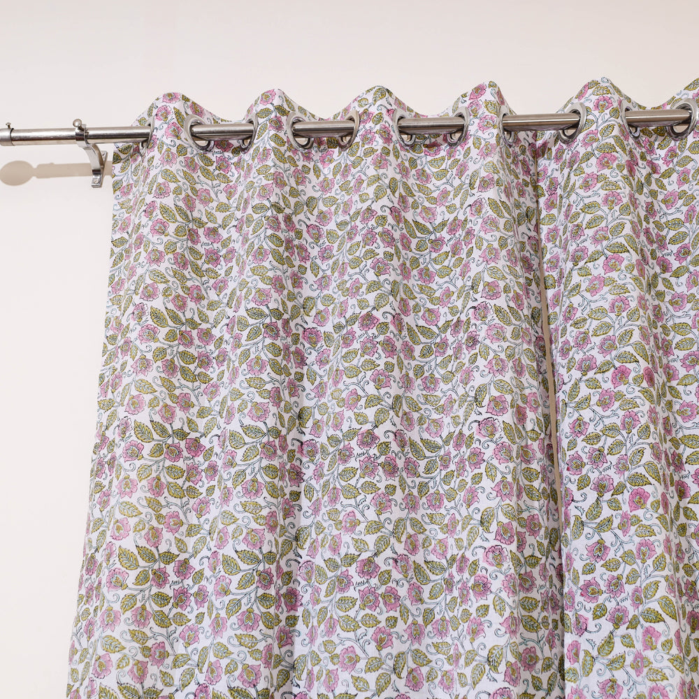 Pink - sanganeri cotton door curtain (7 x 3.2 feet) (single