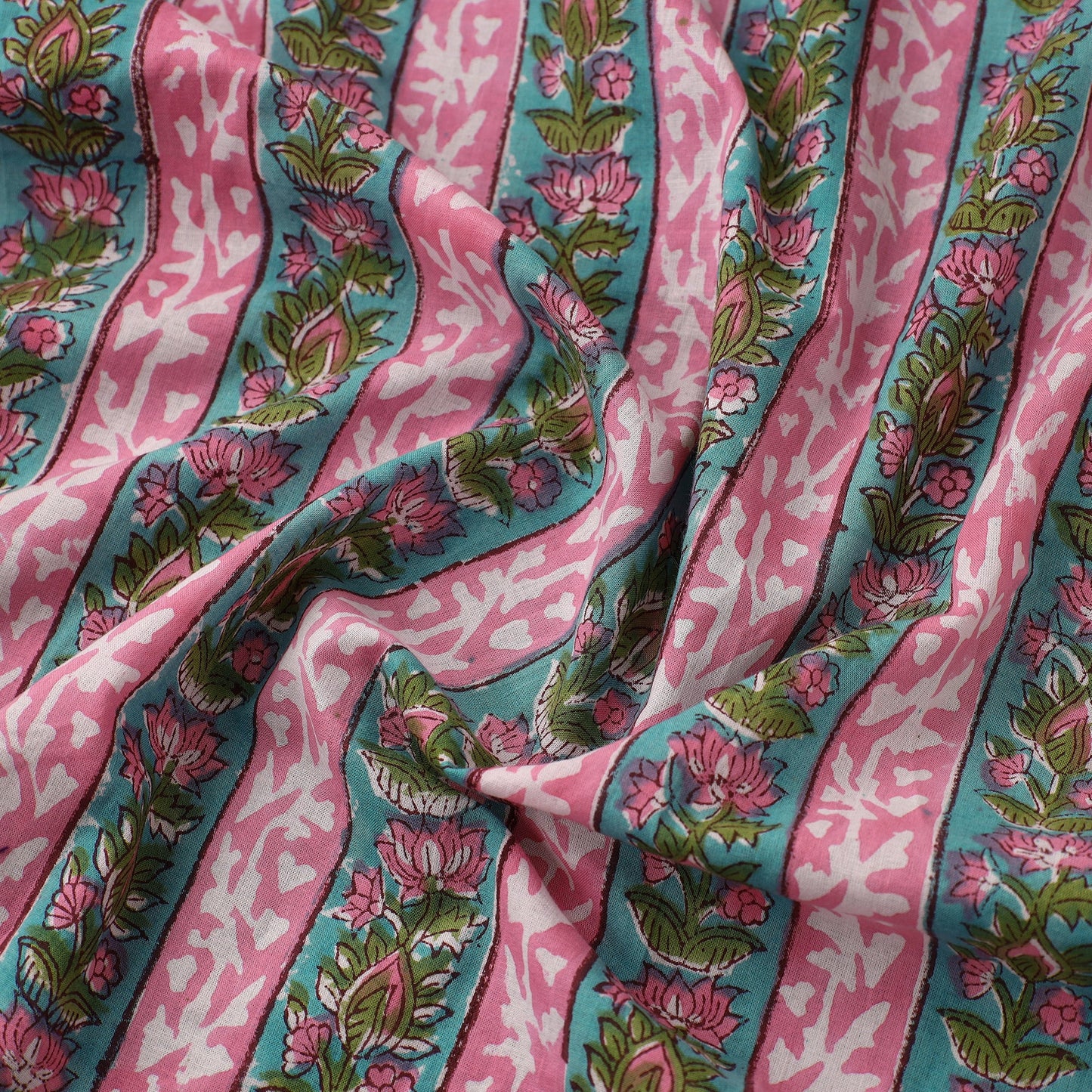 Pink Sanganeri Block Print Cotton Fabric