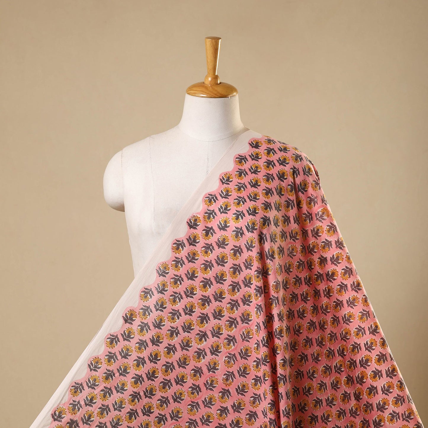 Pink - sanganeri cotton fabric 10 - handcrafted