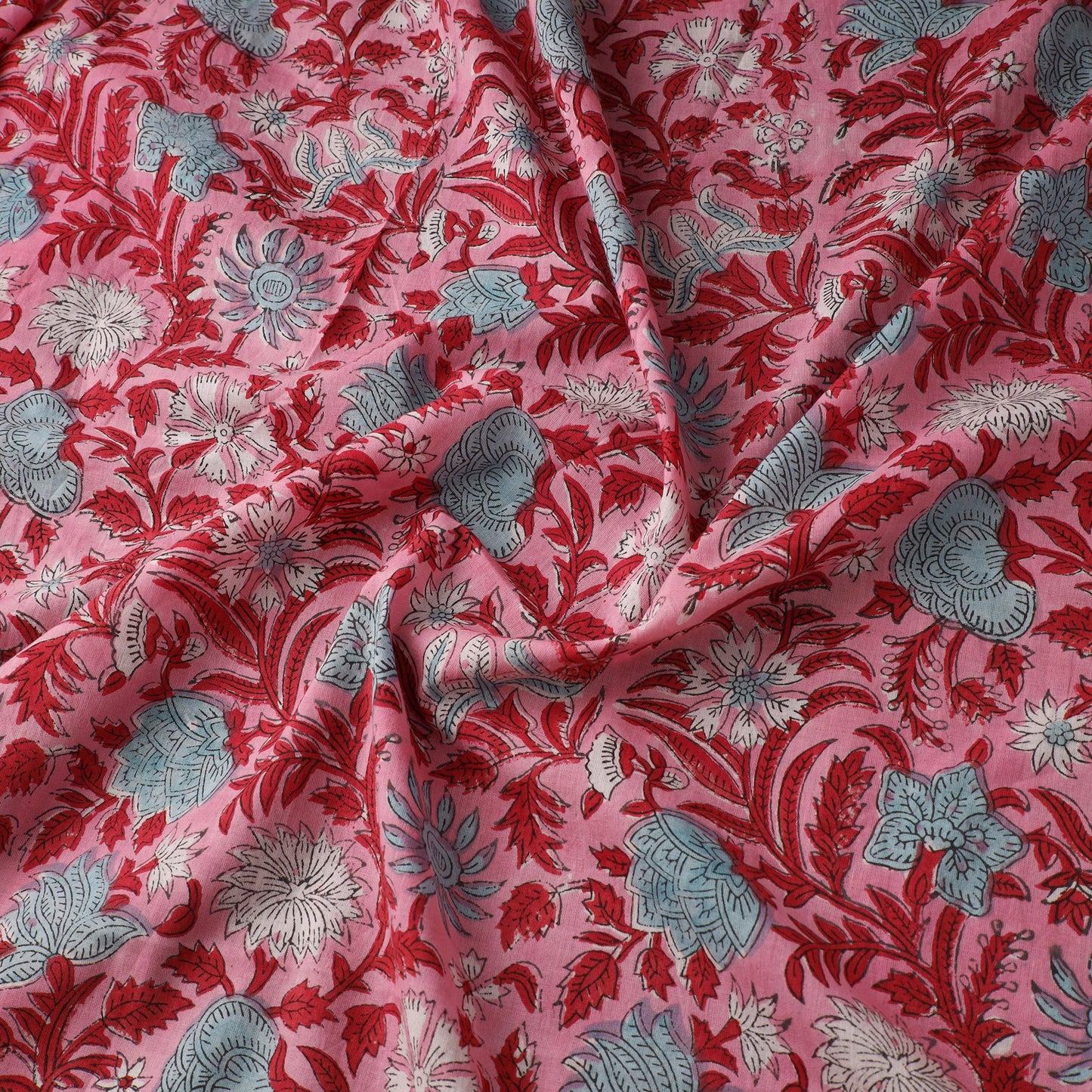 Pink - sanganeri cotton fabric 29 - handcrafted