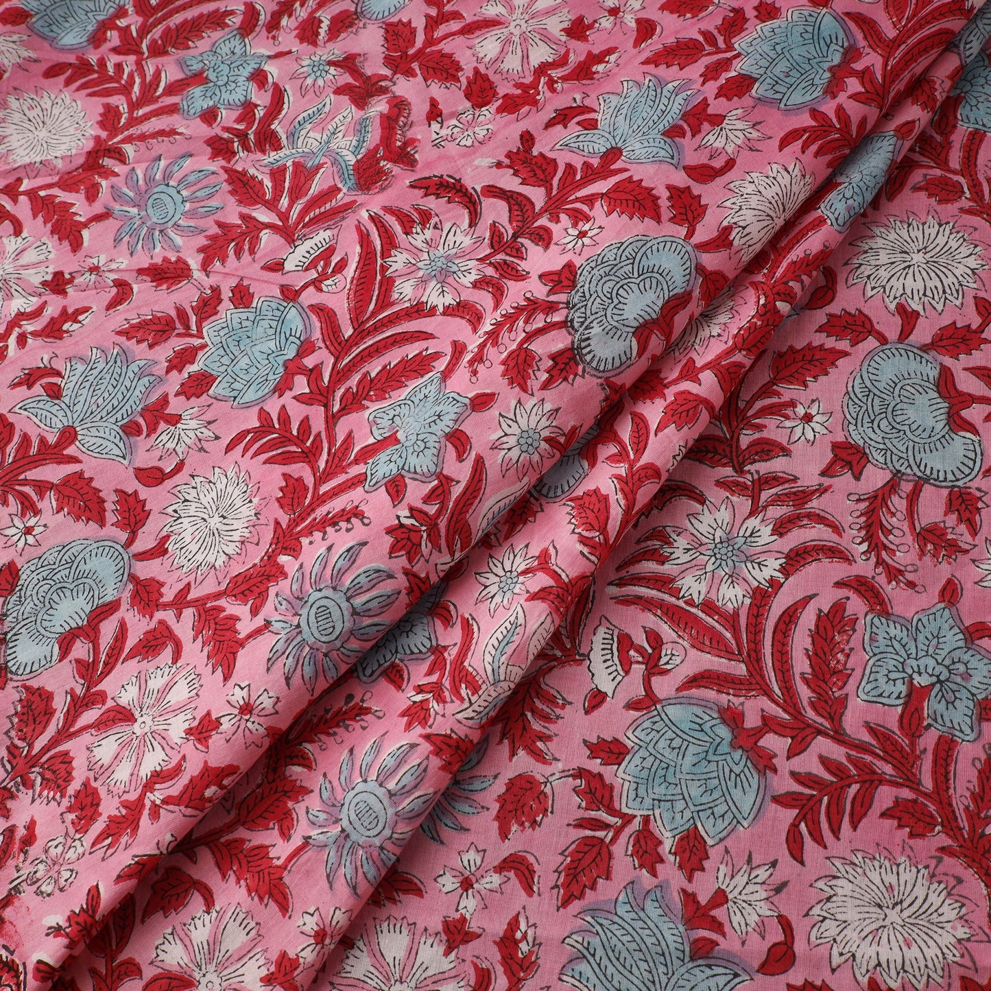 Pink - sanganeri cotton fabric 29 - handcrafted