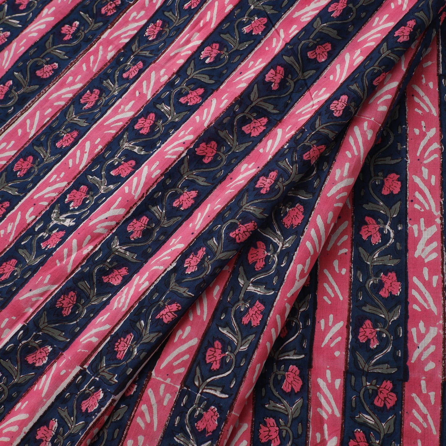 Pink - sanganeri cotton fabric 58 - handcrafted