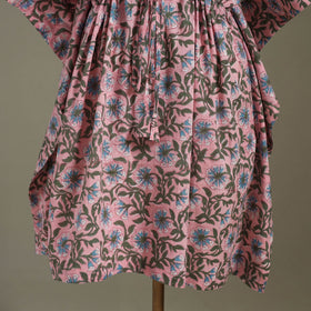 Pink Sanganeri Block Print Cotton Kaftan (Medium) 