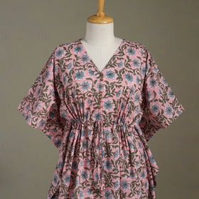 Pink Sanganeri Block Print Cotton Kaftan (Medium) 