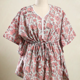 Buy Pink Sanganeri Block Print Cotton Kaftan