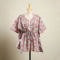 Buy Pink Sanganeri Block Print Cotton Kaftan