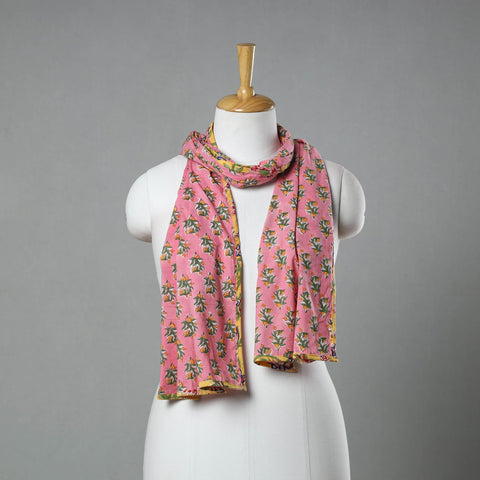 Buy Pink Sanganeri Block Print Cotton Stole Online at iTokri.com